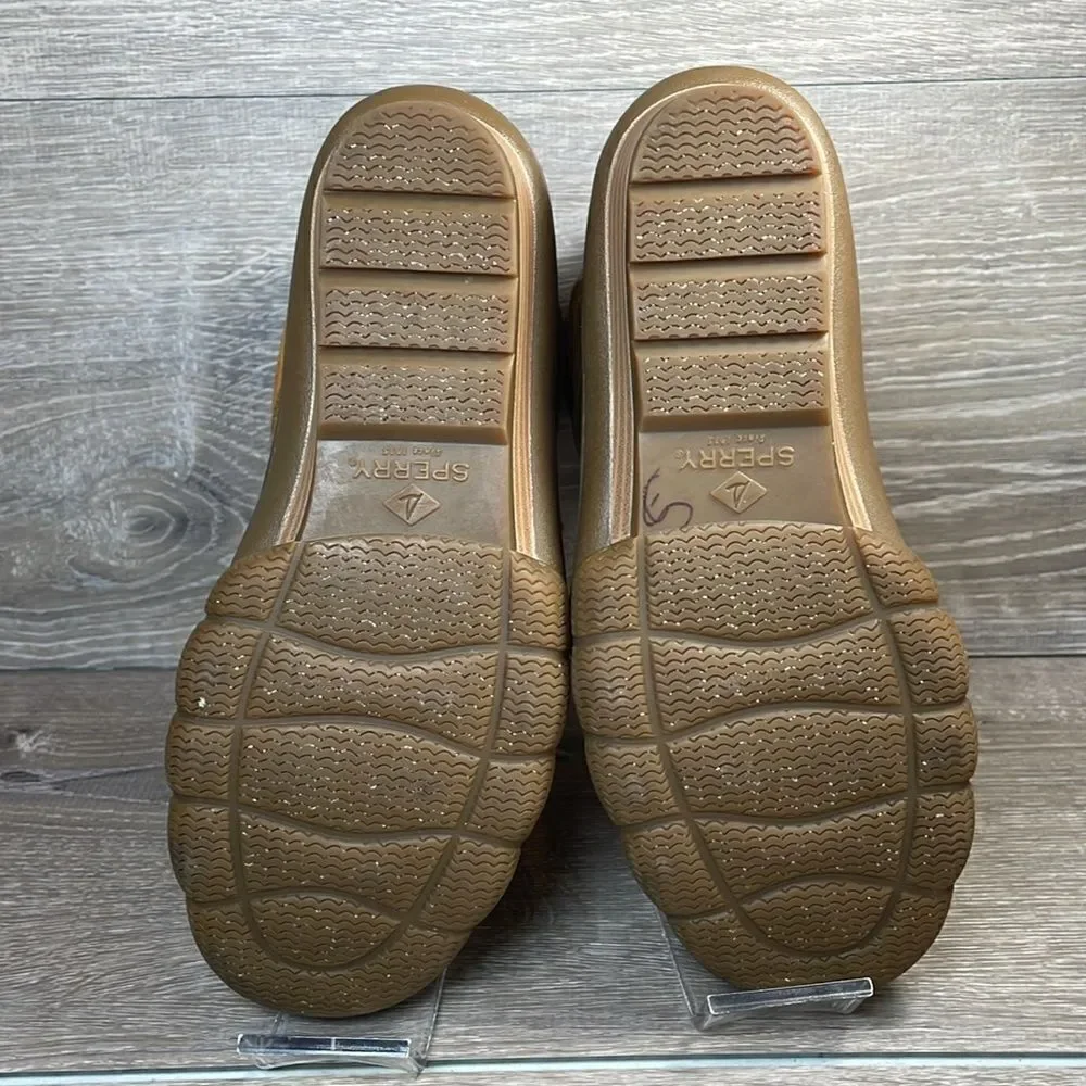 Sperry Top Sider Saltwater Tide Women’s Sz 5M Tan Black Zip Warm Wool Duck Boots